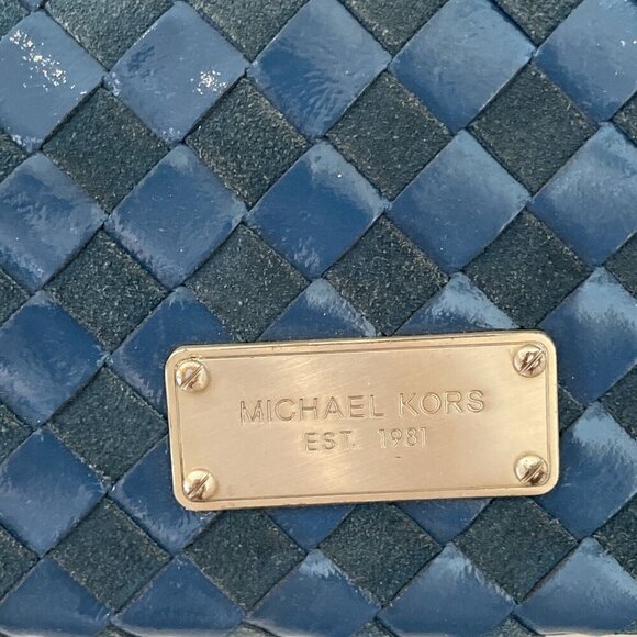 VTG Michael Kors Woven Clutch Shoulder Crossbody Bag Convertible Suede Leather - Picture 3 of 12